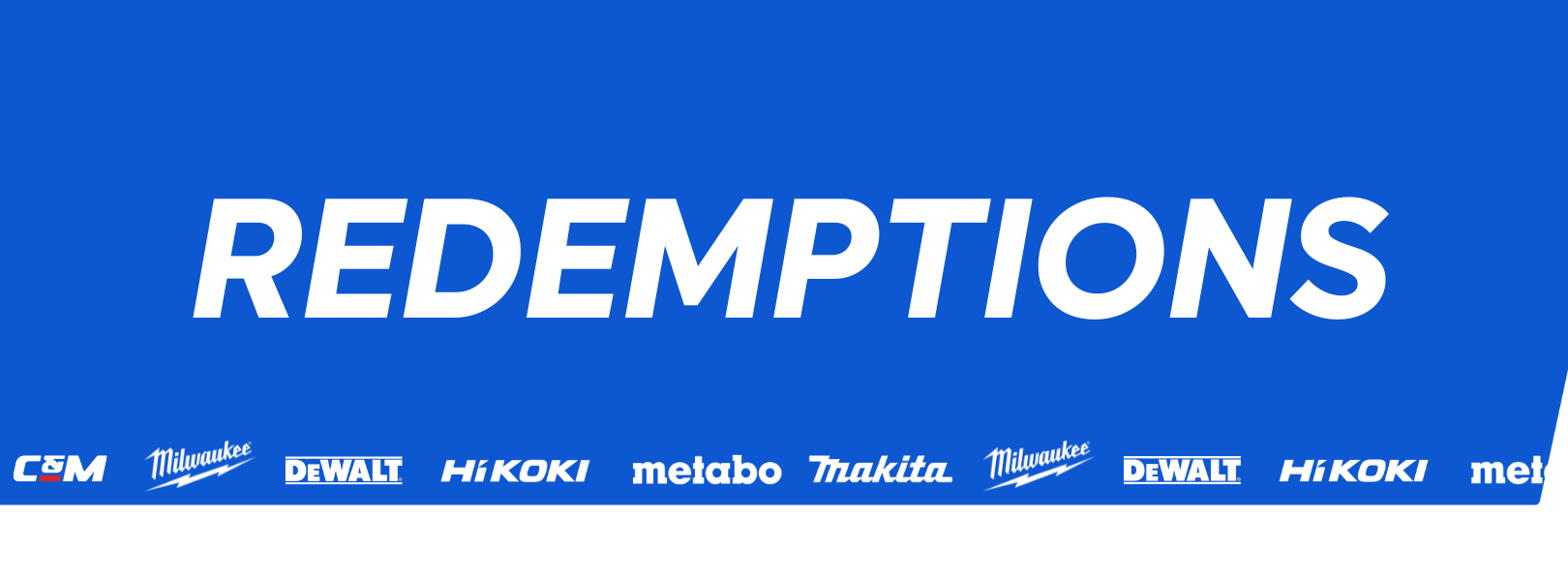 <p data-end="317" data-start="99">Find the latest power tool redemptions from Dewalt, Hikoki, Metabo, Makita, Milwaukee and more. Redeem bonus offers like free batteries, tools, and accessories after purchase, directly through the supplier's website.</p>
<p data-end="379" data-start="319">View individual product pages for full redemption details.</p>
<p data-end="423" data-start="381">Visit our <a href="/promotions">promotions page</a> to find out more.</p>